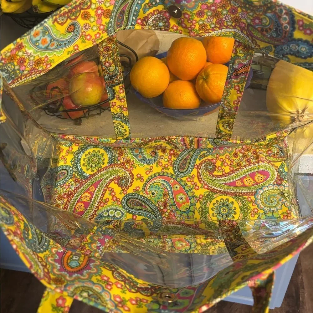 Paisley Yellow and Green Transparent Tote Bag